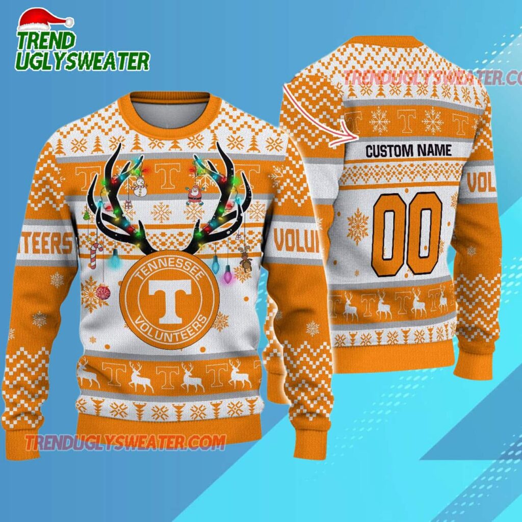 Ncaa Tennessee Volunteers Special Reindeer Light Ugly Christmas Sweater 1