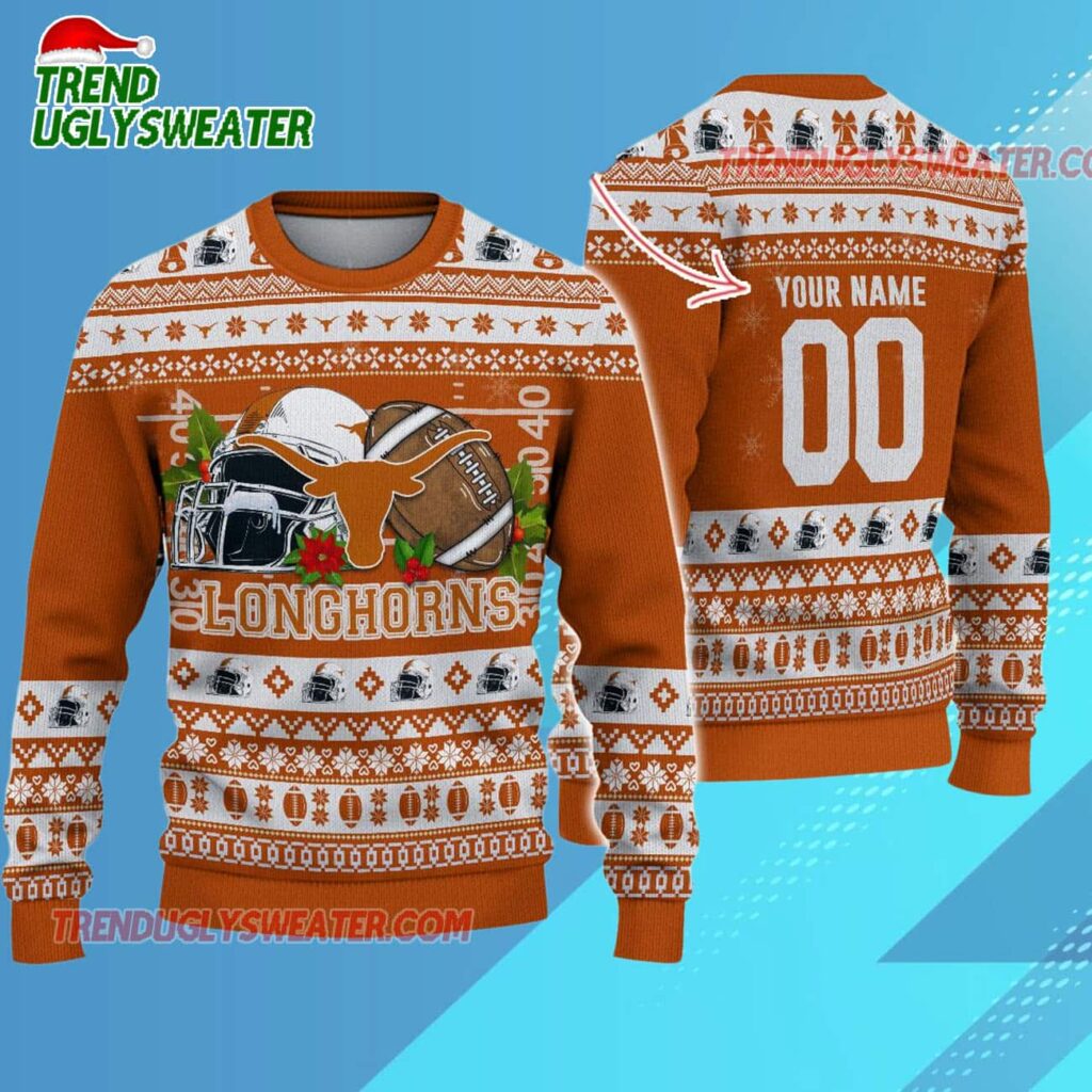 Ncaa Texas Longhorns Logo Team Football Custom Christmas Ugly Sweater 1