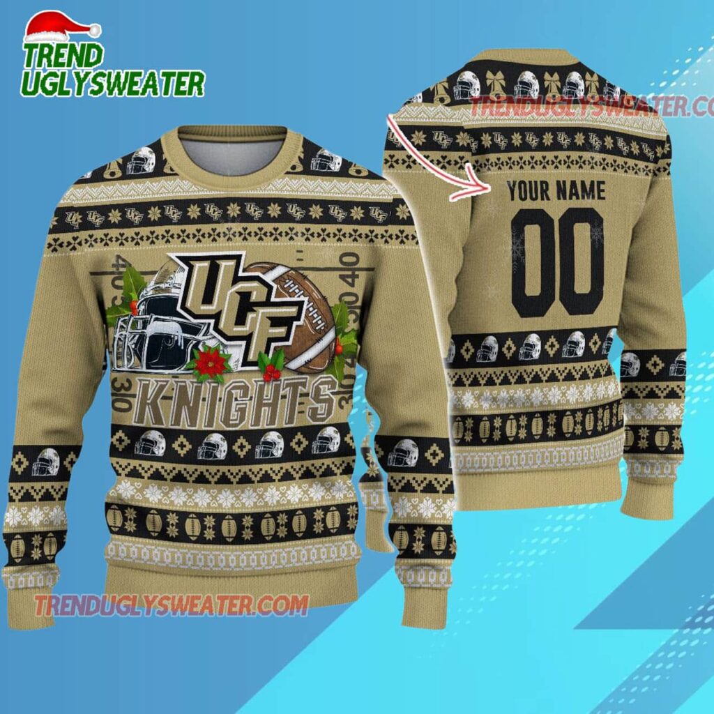 Ncaa Ucf Knights Logo Team Football Custom Christmas Ugly Sweater 1