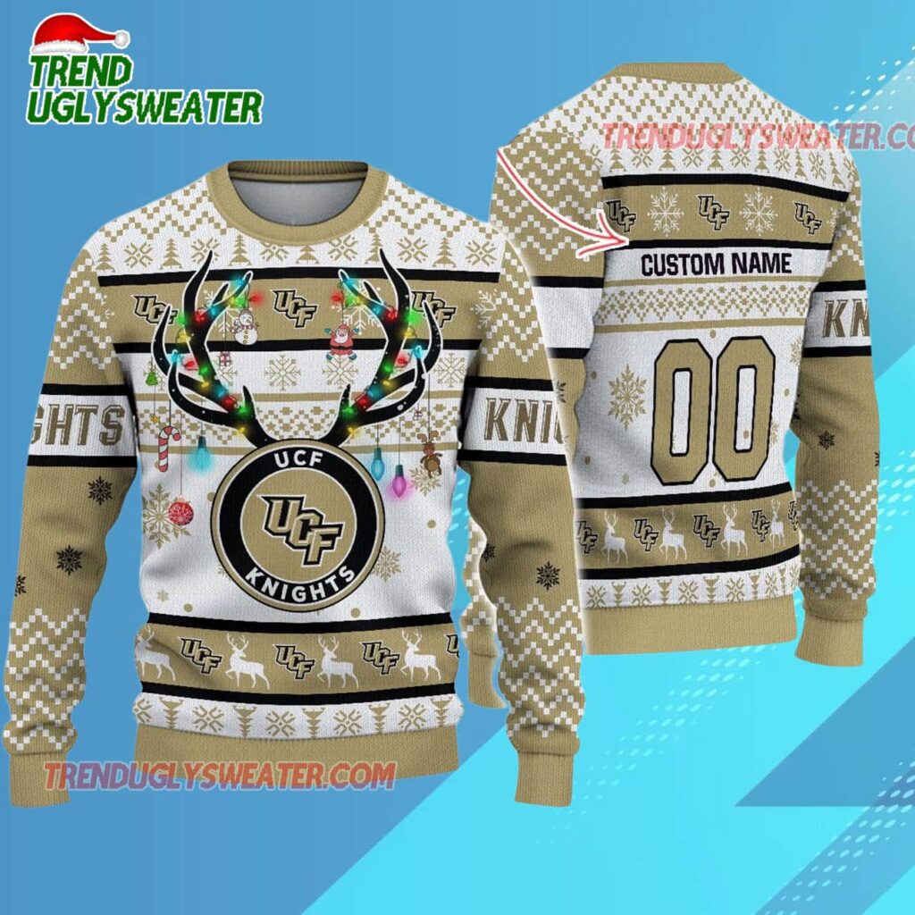 Ncaa Ucf Knights Special Reindeer Light Ugly Christmas Sweater 1