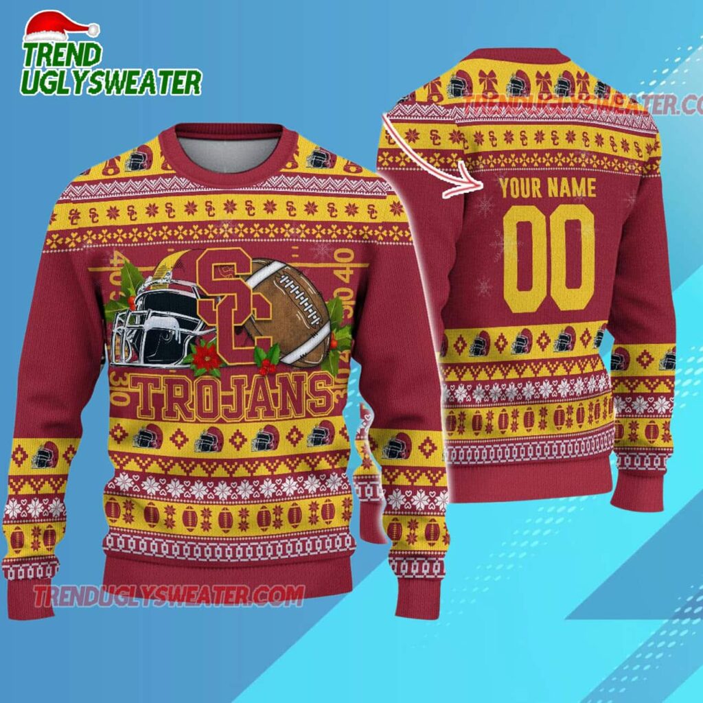 Ncaa Usc Trojans Logo Team Football Custom Christmas Ugly Sweater 1