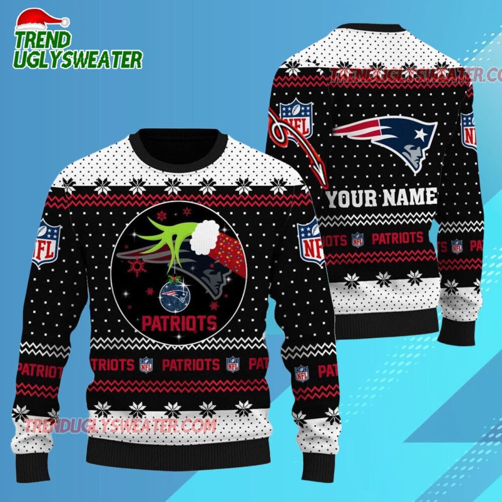 New England Patriots Nfl Grinch Hands Personalized Ugly Christmas Sweater