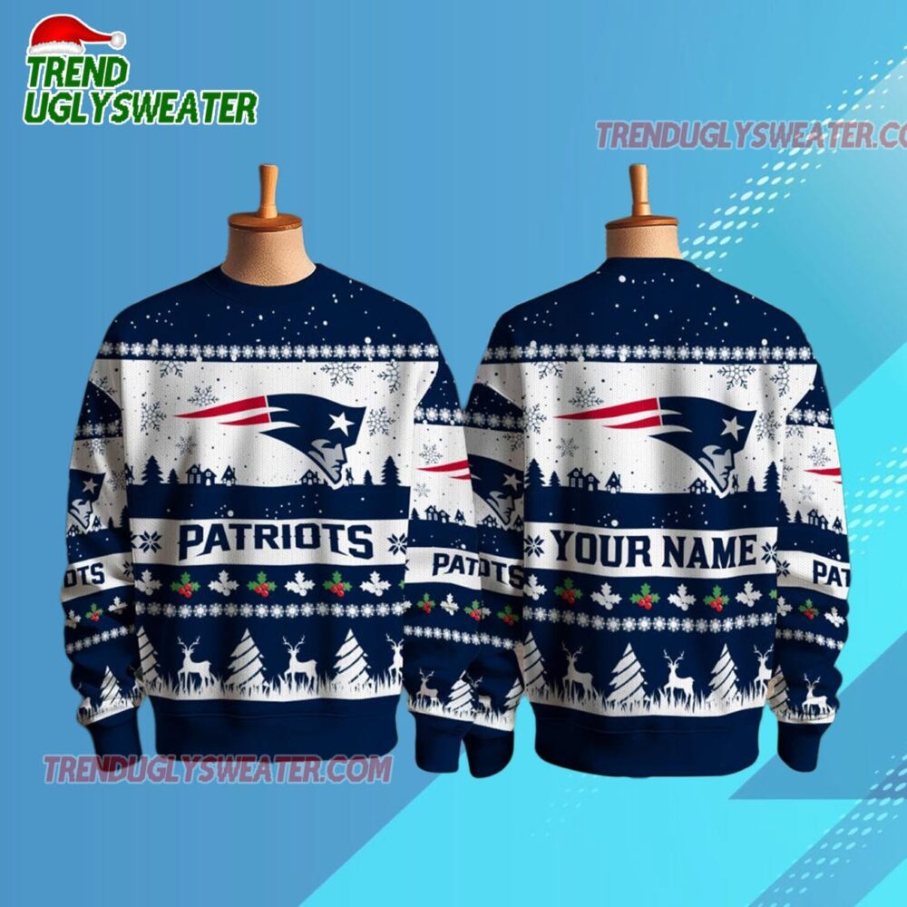 New England Patriots Nfl Snow Ugly Christmas Sweater