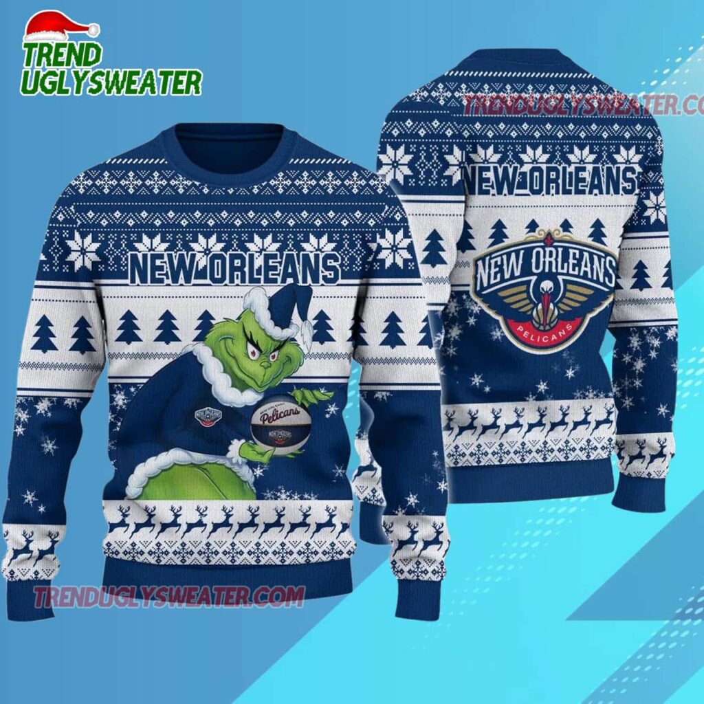 New Orleans Pelicans Grinch Stolen Ugly Christmas Sweater 1