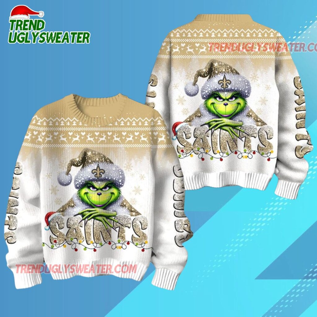 New Orleans Saints Nfl X The Grinch 2025 Edition Ugly Christmas Sweater