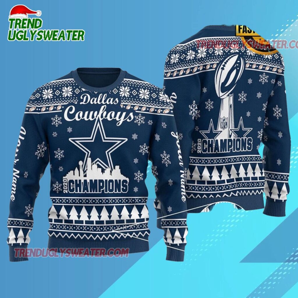 Nfl Dallas Cowboys Champions 2025 Custom Ugly Christmas Sweater