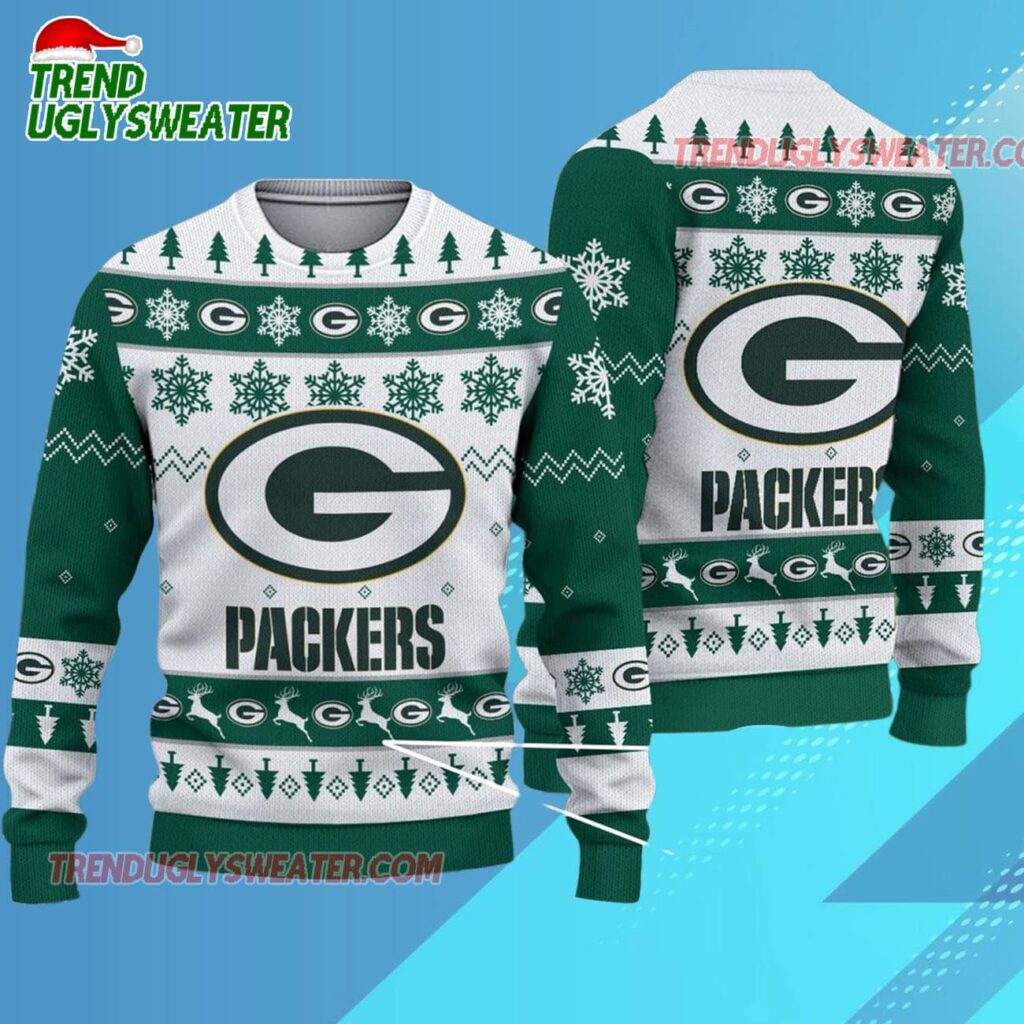 Nfl Green Bay Packers 2025 Snowflake Reindeer New Design Ugly Xmas Sweater