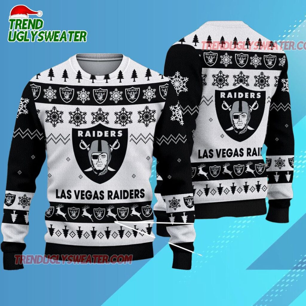 Nfl Las Vegas Raiders 2025 Reindeer Christmas Tree Ugly Xmas Sweater