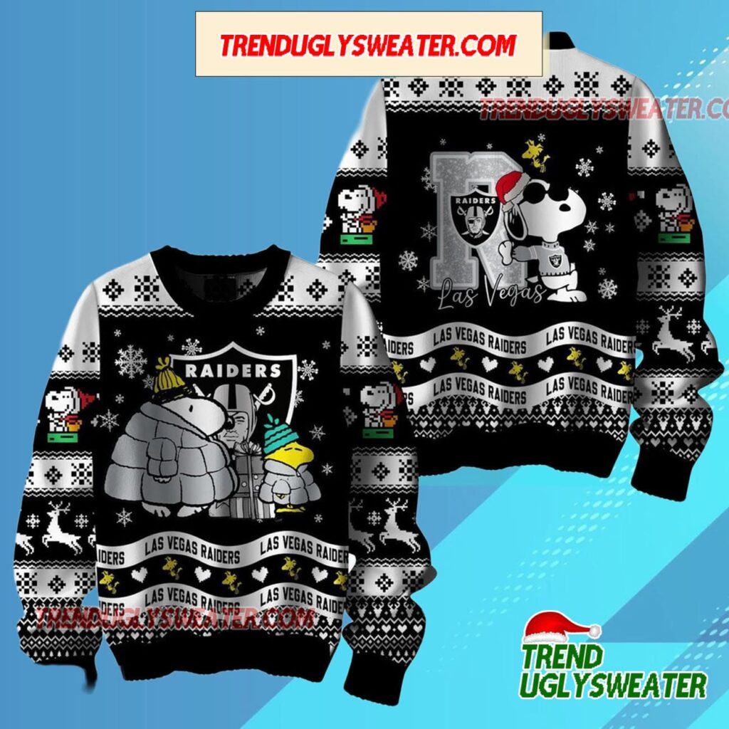 Nfl Las Vegas Raiders X Peanuts Snoopy New Design 2025 Ugly Christmas Sweater