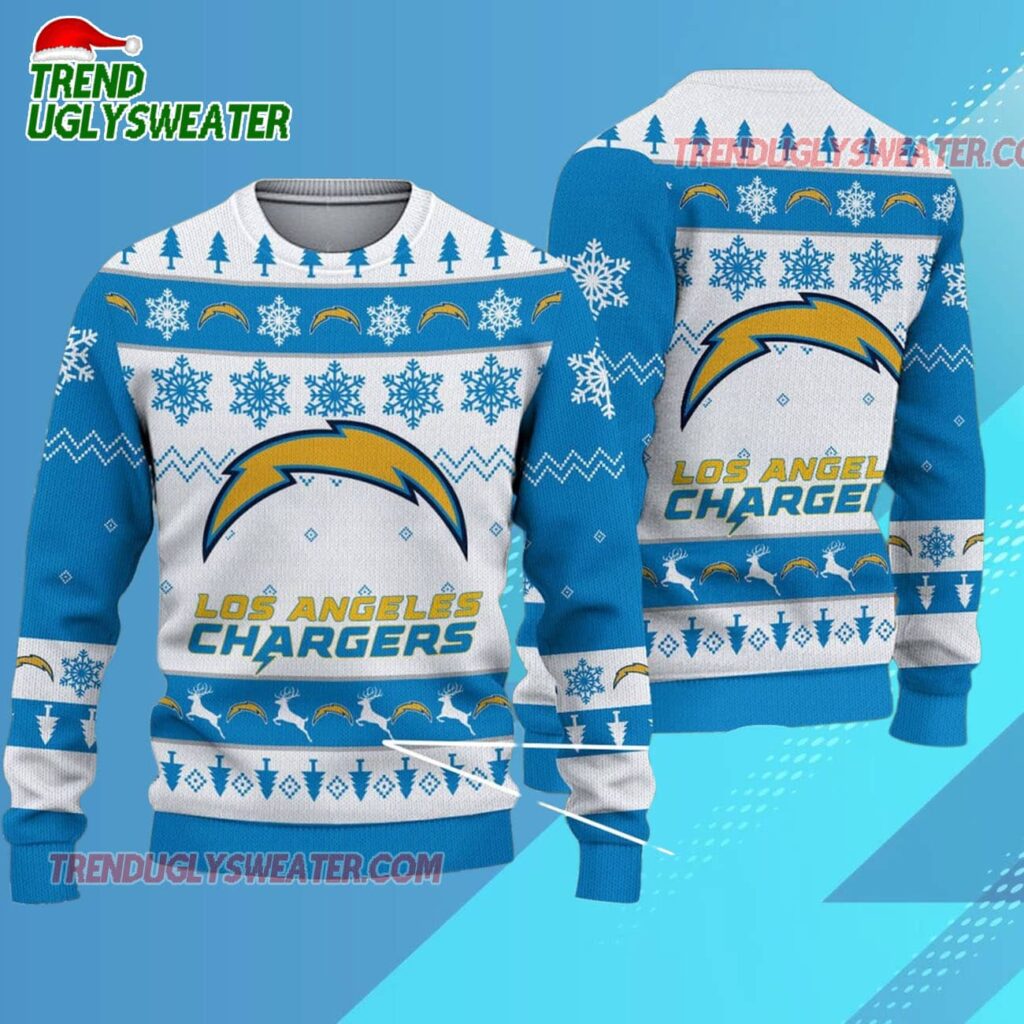 Nfl Los Angeles Chargers 2025 Reindeer Christmas Tree Ugly Xmas Sweater
