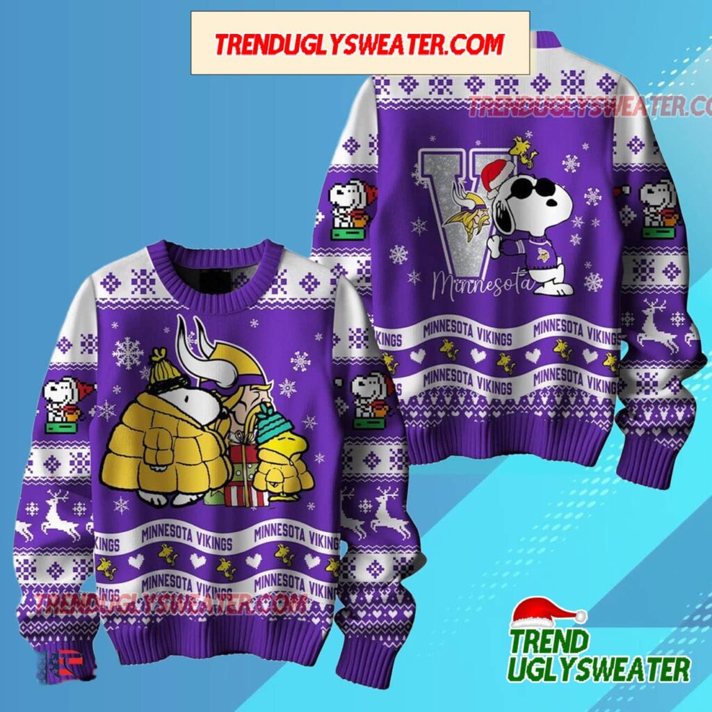 Nfl Minnesota Vikings X Peanuts Snoopy New Design 2025 Ugly Christmas Sweater