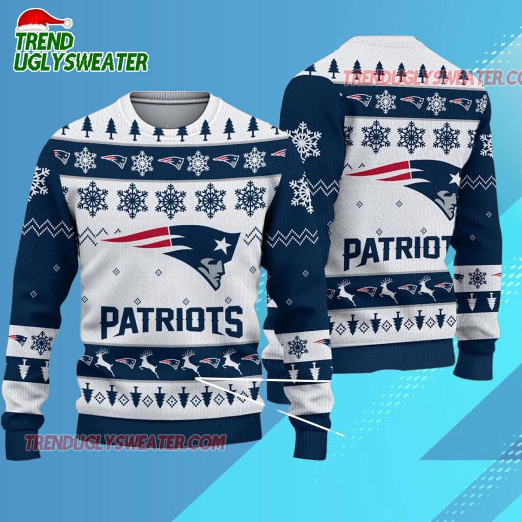 Nfl New England Patriots 2025 Reindeer Christmas Tree Ugly Xmas Sweater