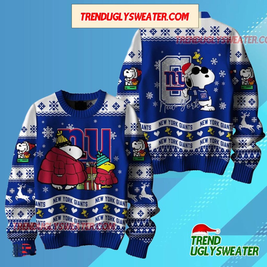 Nfl New York Giants X Peanuts Snoopy New Design 2025 Ugly Christmas Sweater