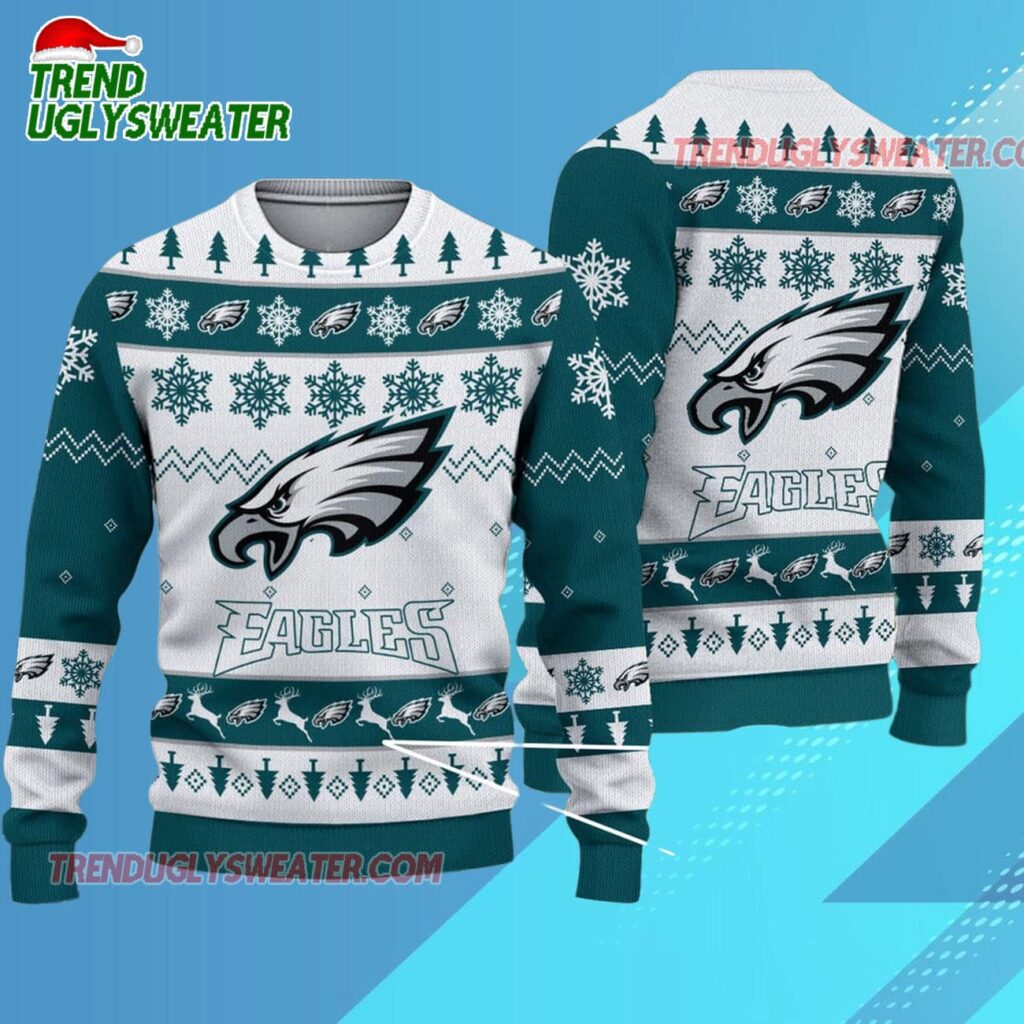 Nfl Philadelphia Eagles 2025 Snowflake Reindeer New Design Ugly Xmas Sweater