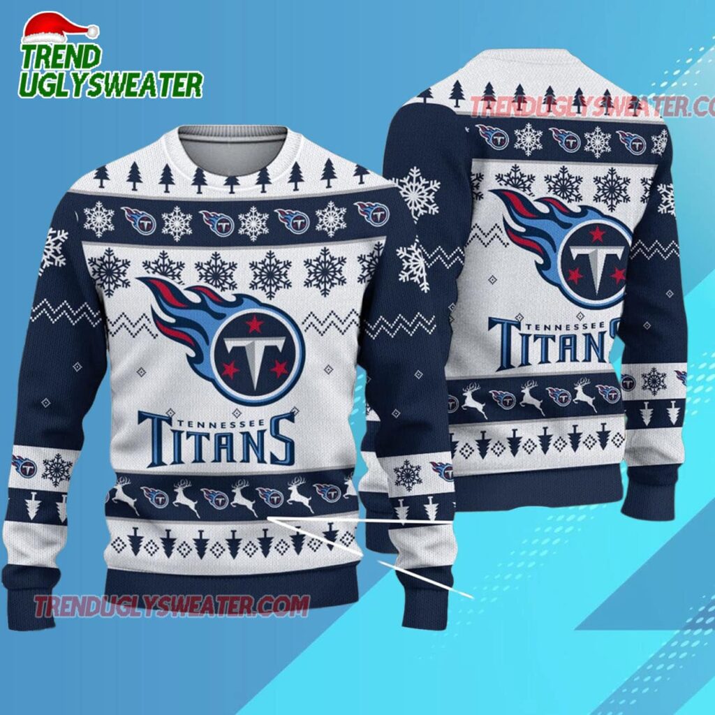 Nfl Tennessee Titans 2025 Reindeer Christmas Tree Ugly Xmas Sweater