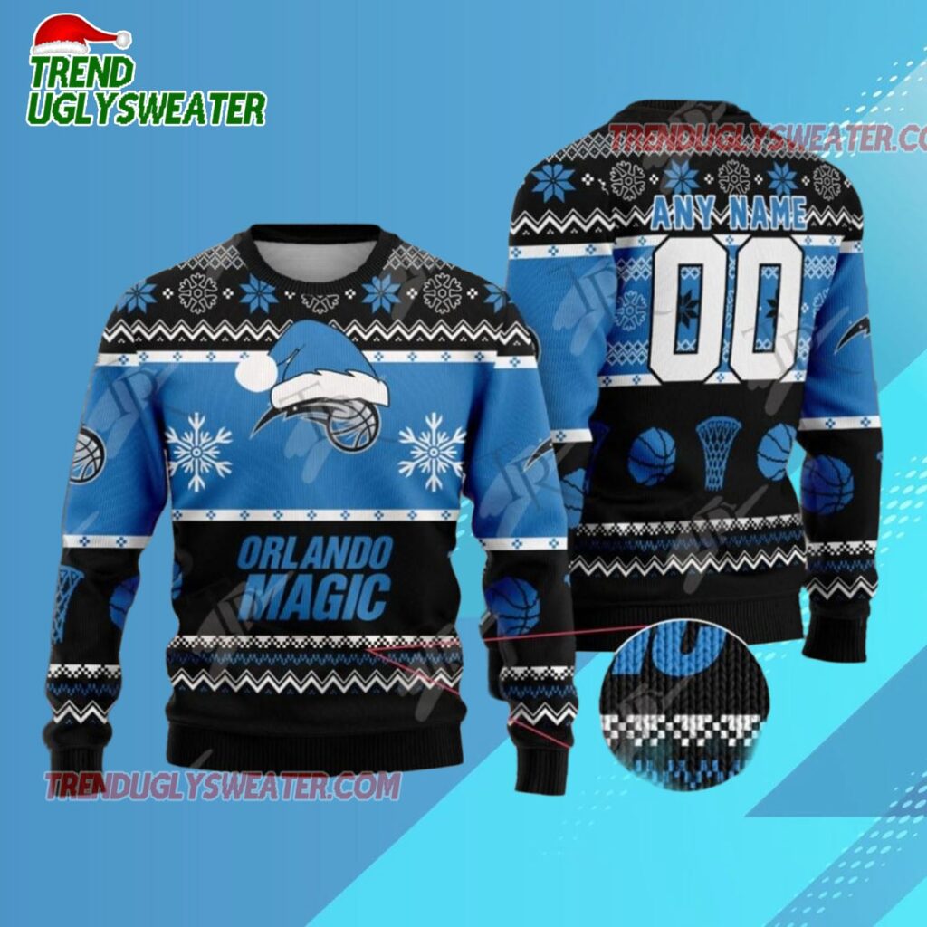 Orlando Magic Snowy Hoops Ugly Christmas Sweater 1