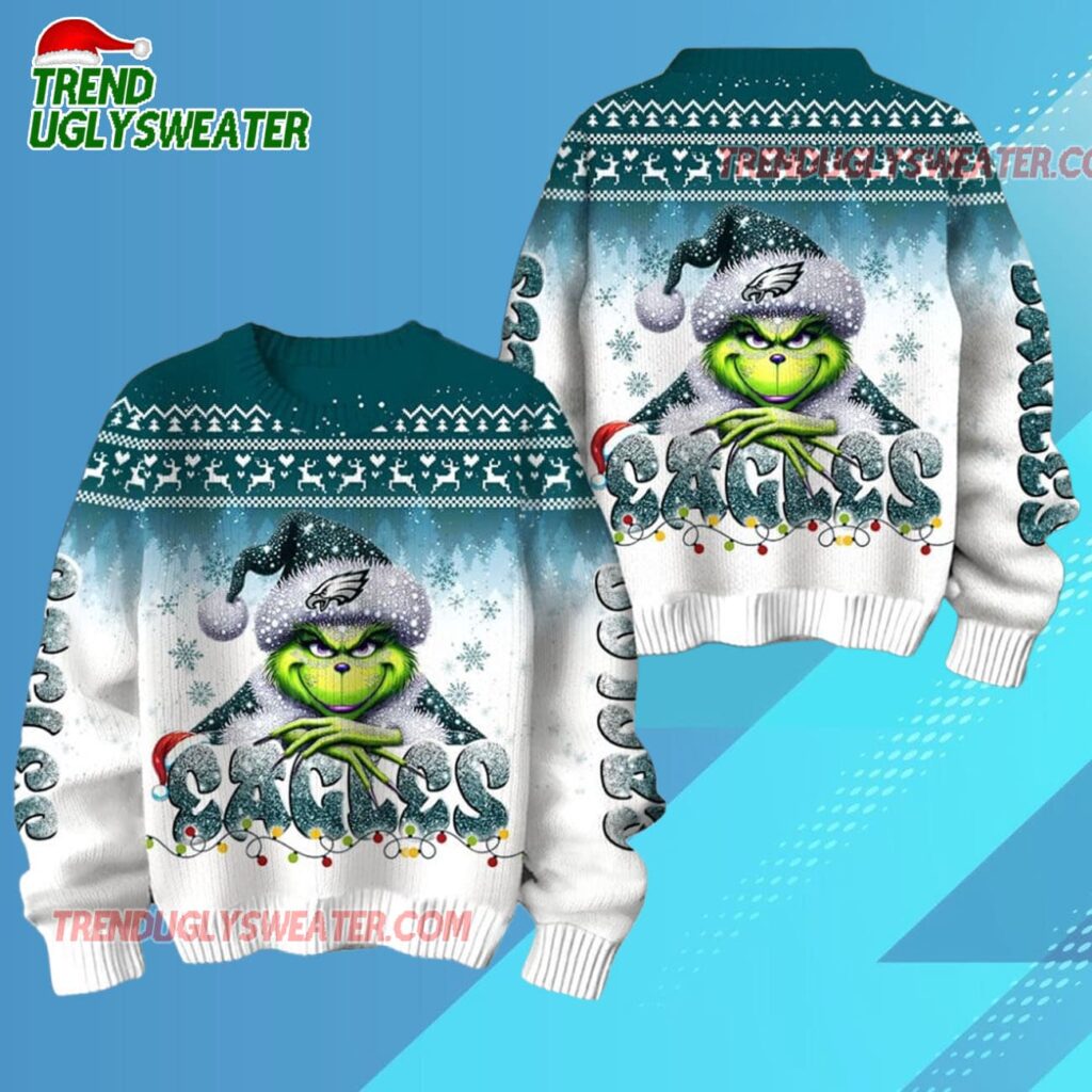 Philadelphia Eagles Nfl X The Grinch 2025 Edition Ugly Christmas Sweater