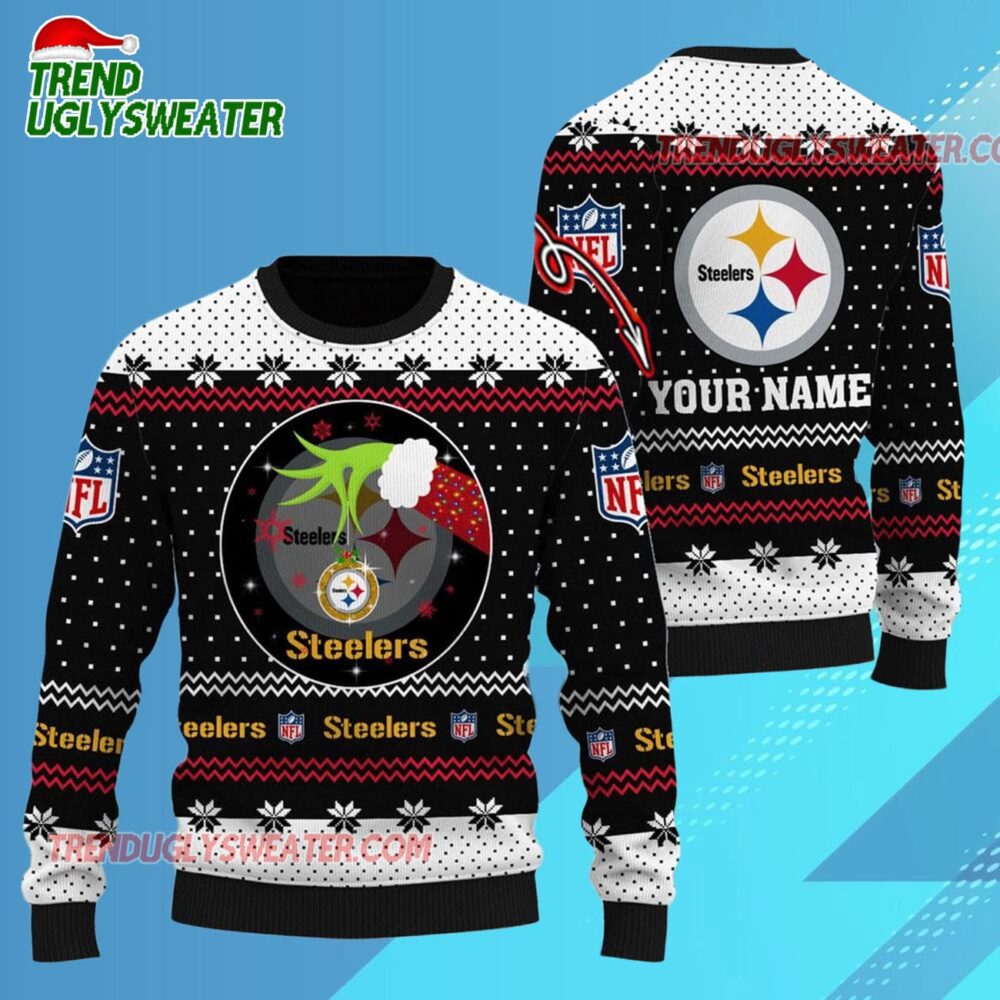 Pittsburgh Steelers Nfl Grinch Hands Personalized Ugly Christmas Sweater