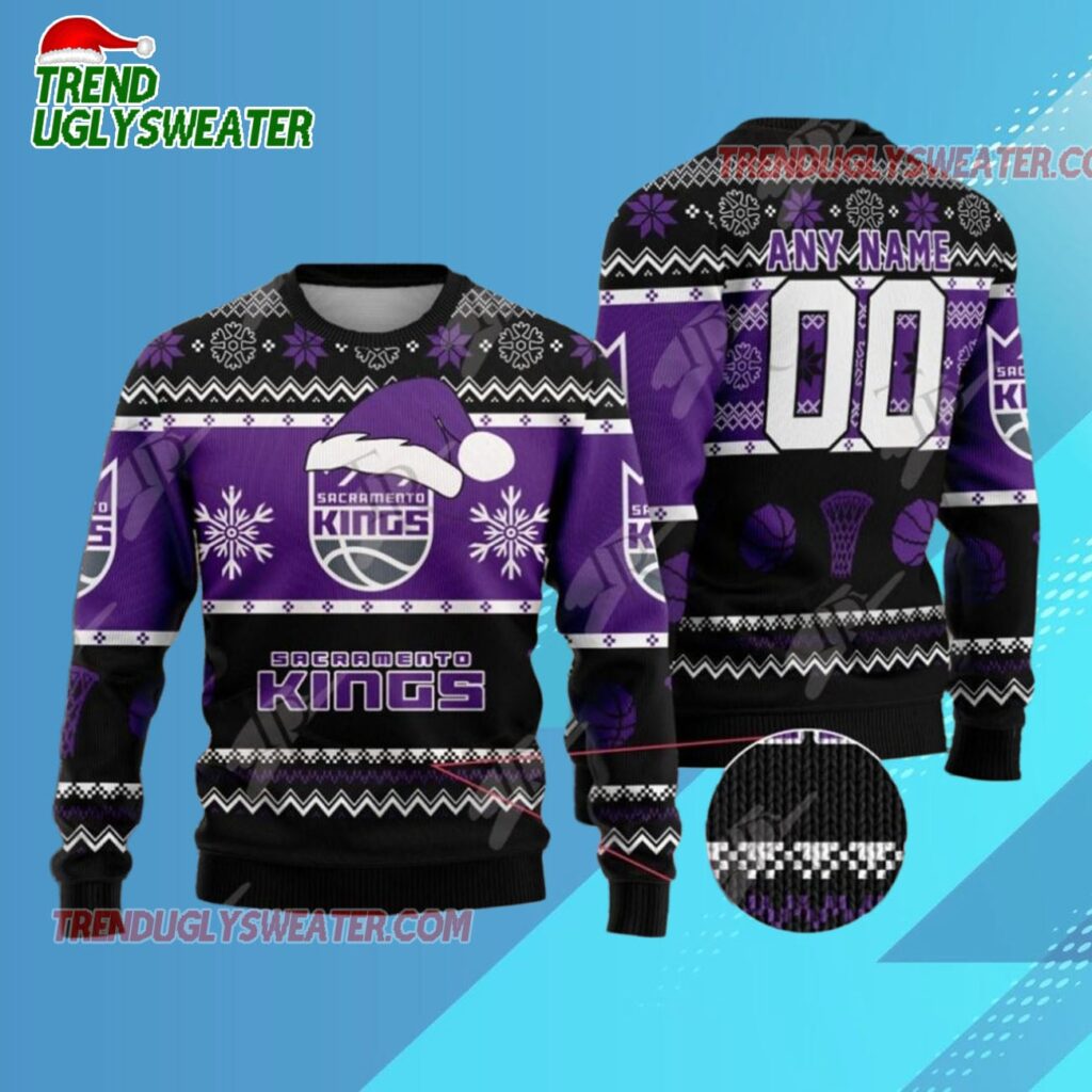 Sacramento Kings Snowy Hoops Ugly Christmas Sweater 1
