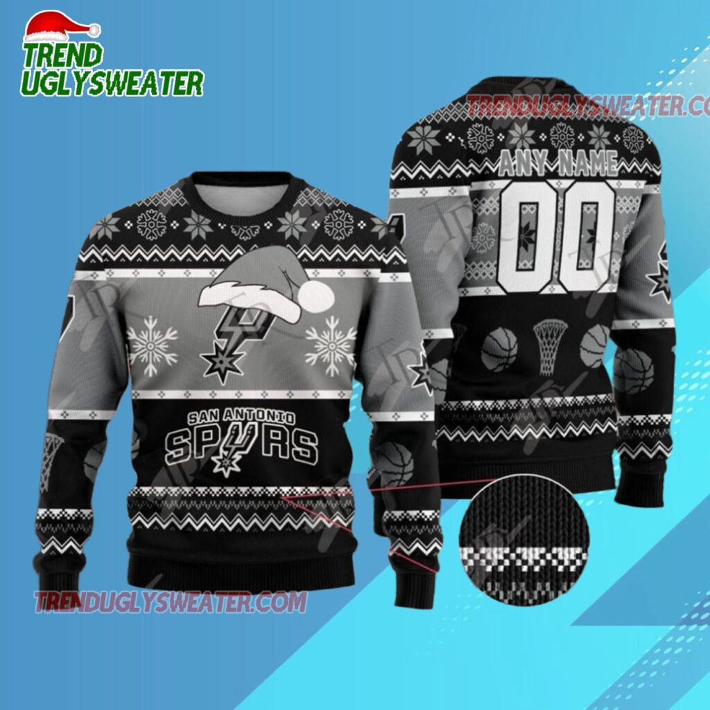 San Antonio Spurs Snowy Hoops Ugly Christmas Sweater 1