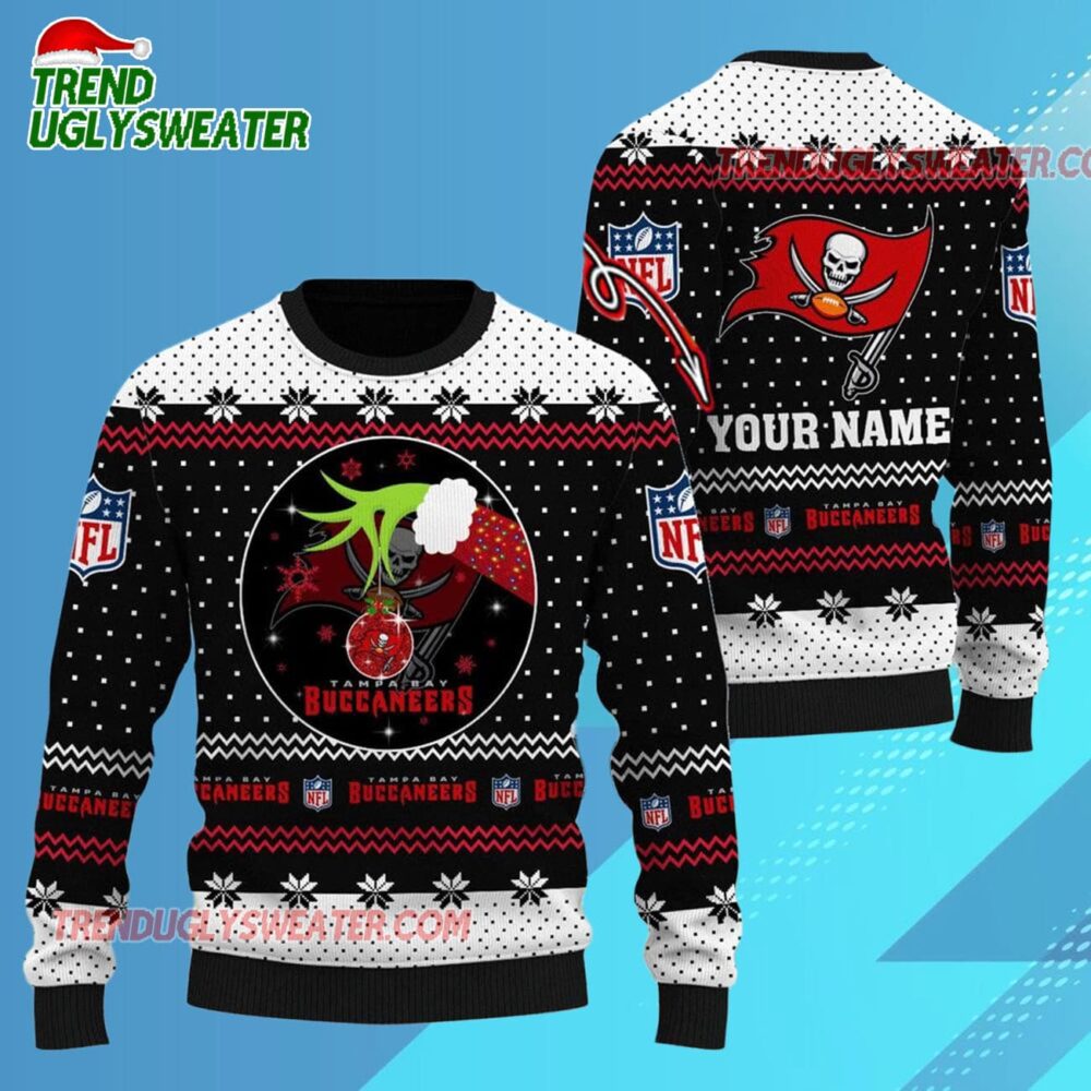 Tampa Bay Buccaneers Nfl Grinch Hands Personalized Ugly Christmas Sweater