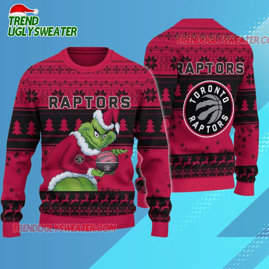 Toronto Raptors Grinch Stolen Ugly Christmas Sweater 1