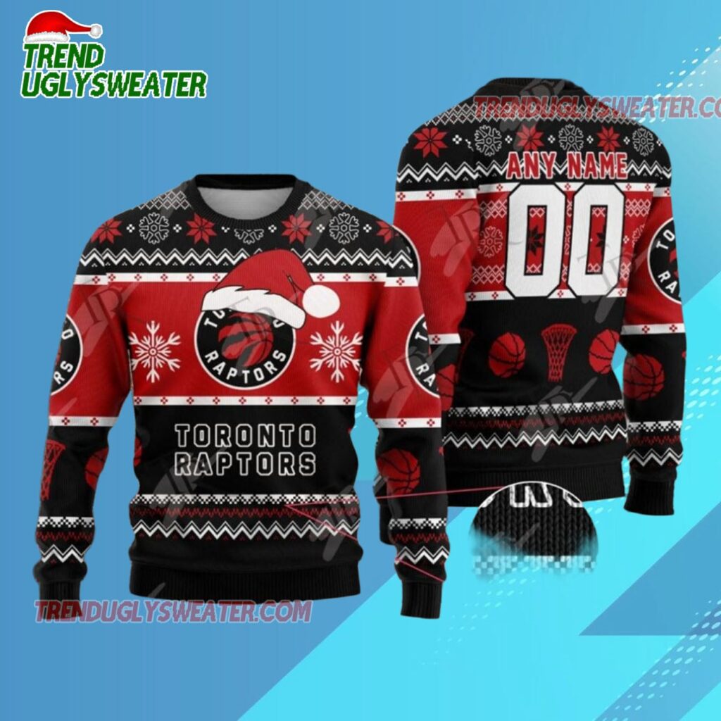 Toronto Raptors Santa Hat Ugly Christmas Sweater 1