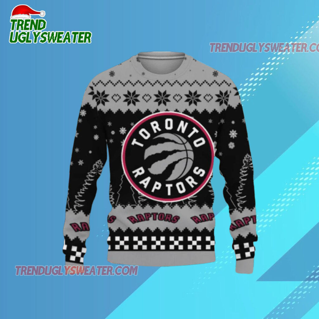 Toronto Raptors Snowflake Pattern Ugly Christmas Sweater 1