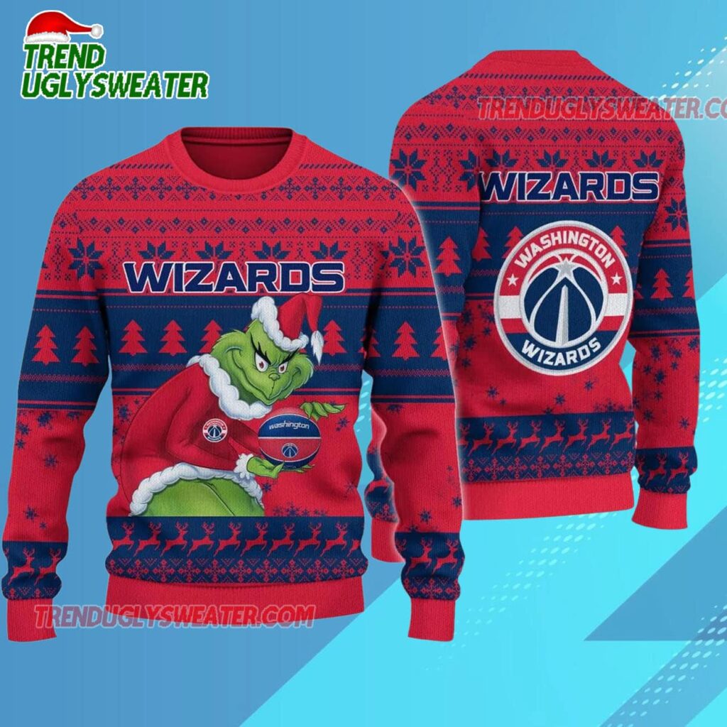 Washington Wizards Grinch Stolen Ugly Christmas Sweater 1