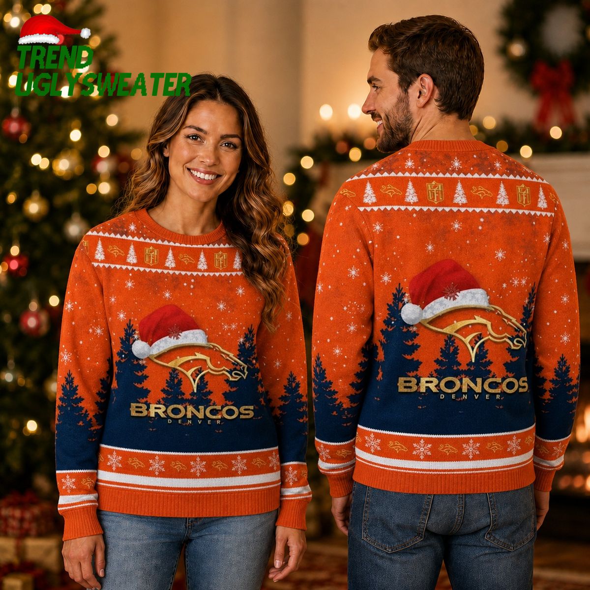 Denver Broncos Christmas Hat Broncos Logo Pattern For Holiday Ugly Christmas Sweater Denver Broncos Christmas Hat Broncos Logo Pattern For Holiday Ugly Christmas Sweater