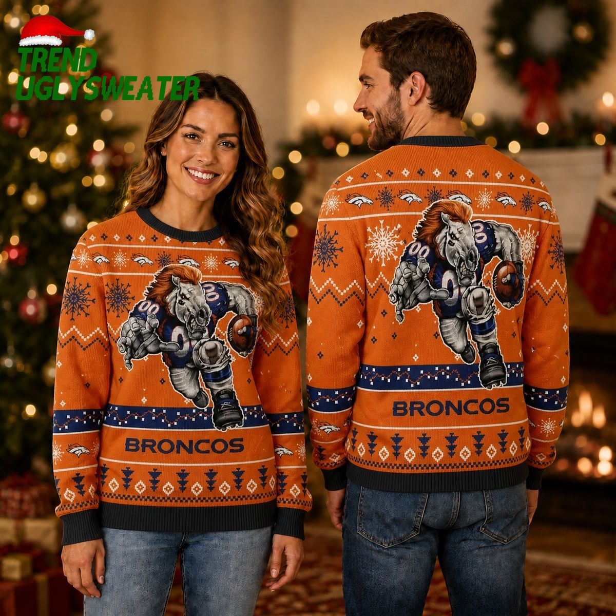 Denver Broncos Mascot Ugly Christmas Sweater Denver Broncos Mascot Ugly Christmas Sweater