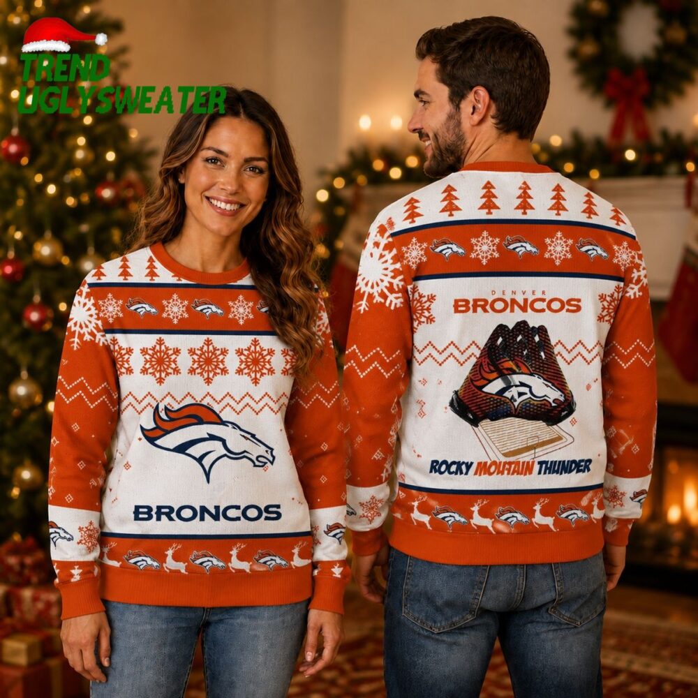 Denver Broncos Rocky Mountain Thunder Christmas Ugly Sweater