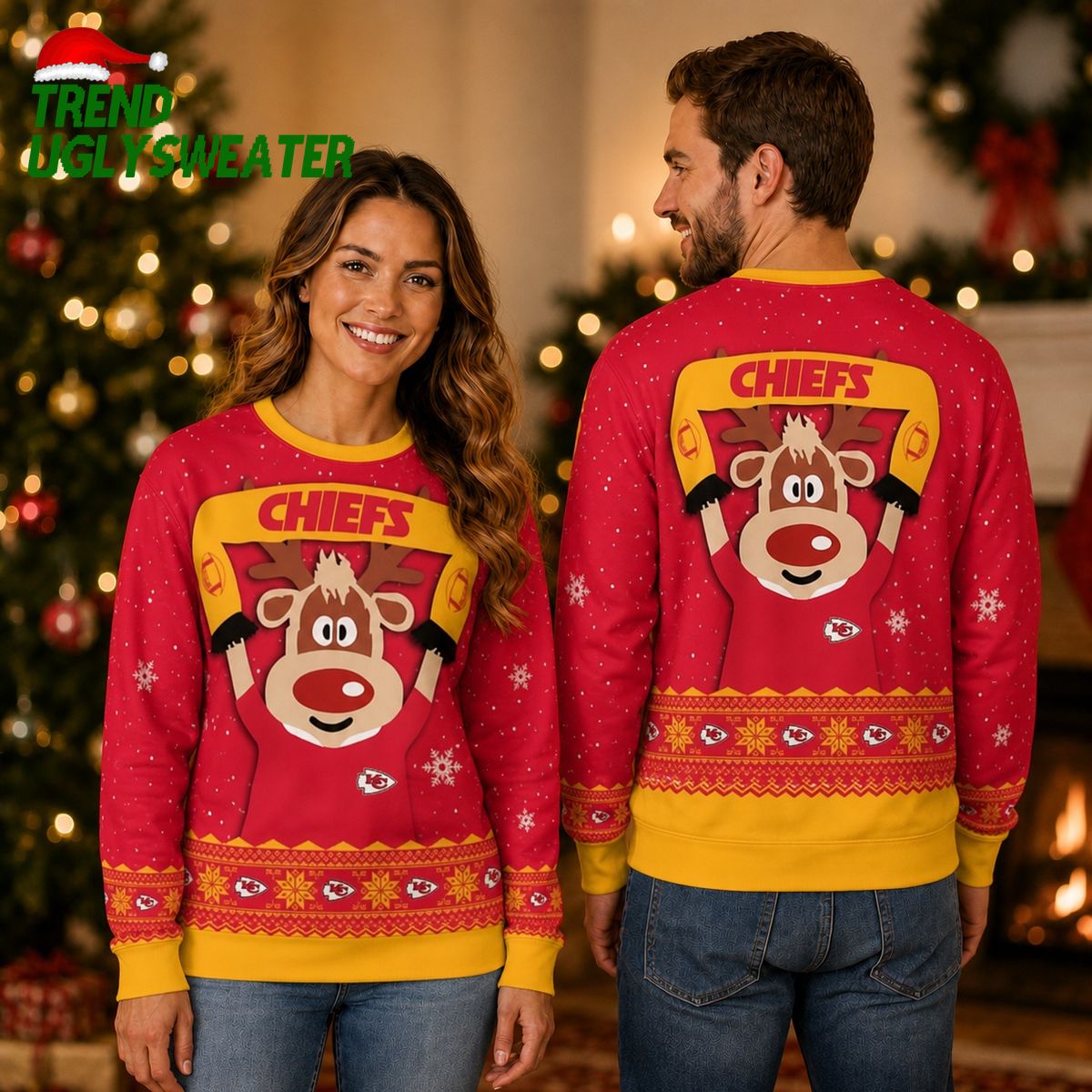 Kansas City Chiefs Cute Reindeer Ugly Christmas Sweater Christmas Kansas City Chiefs Cute Reindeer Ugly Christmas Sweater Christmas