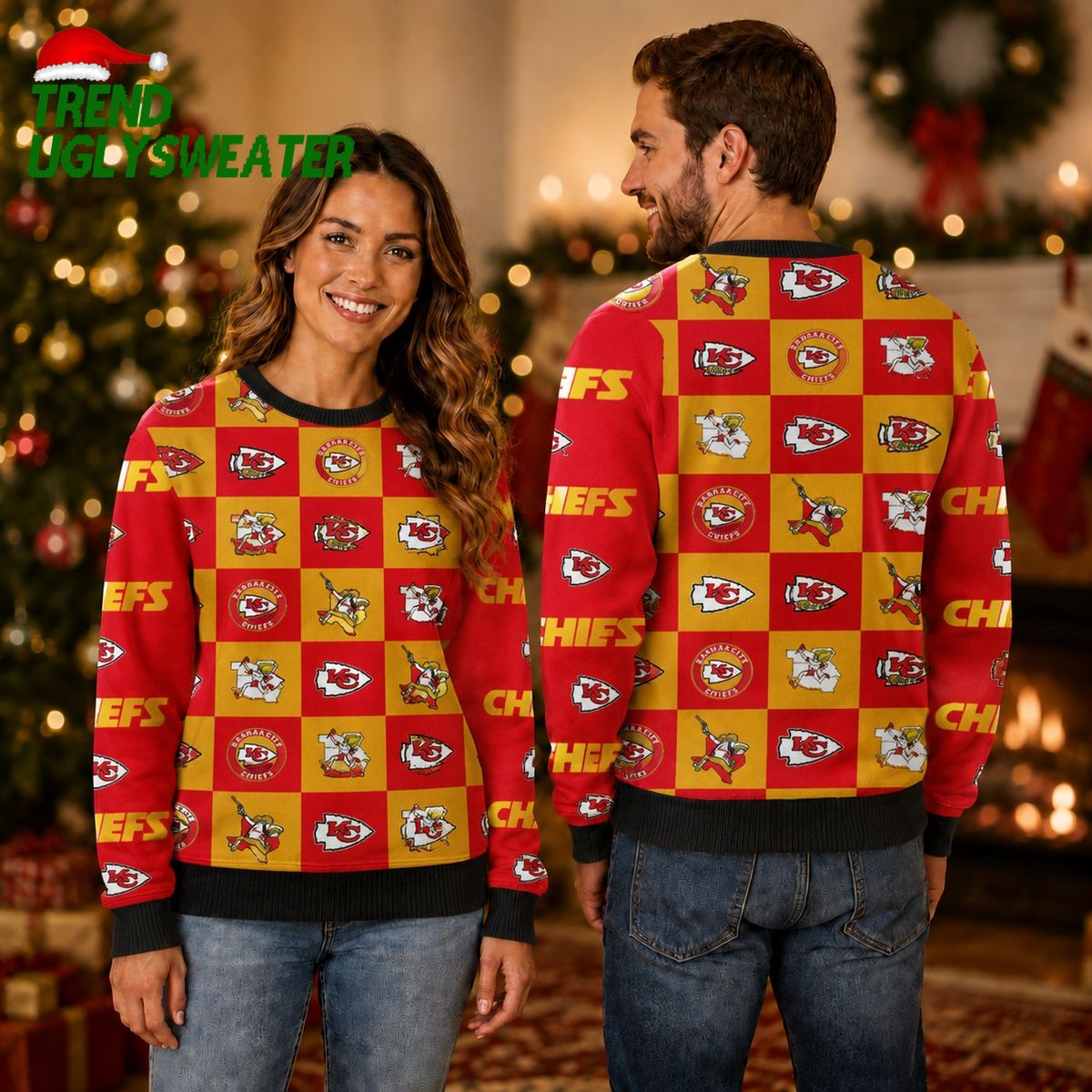 Kansas City Chiefs Game Day Patchwork Ugly Christmas Sweater Kansas City Chiefs Game Day Patchwork Ugly Christmas Sweater