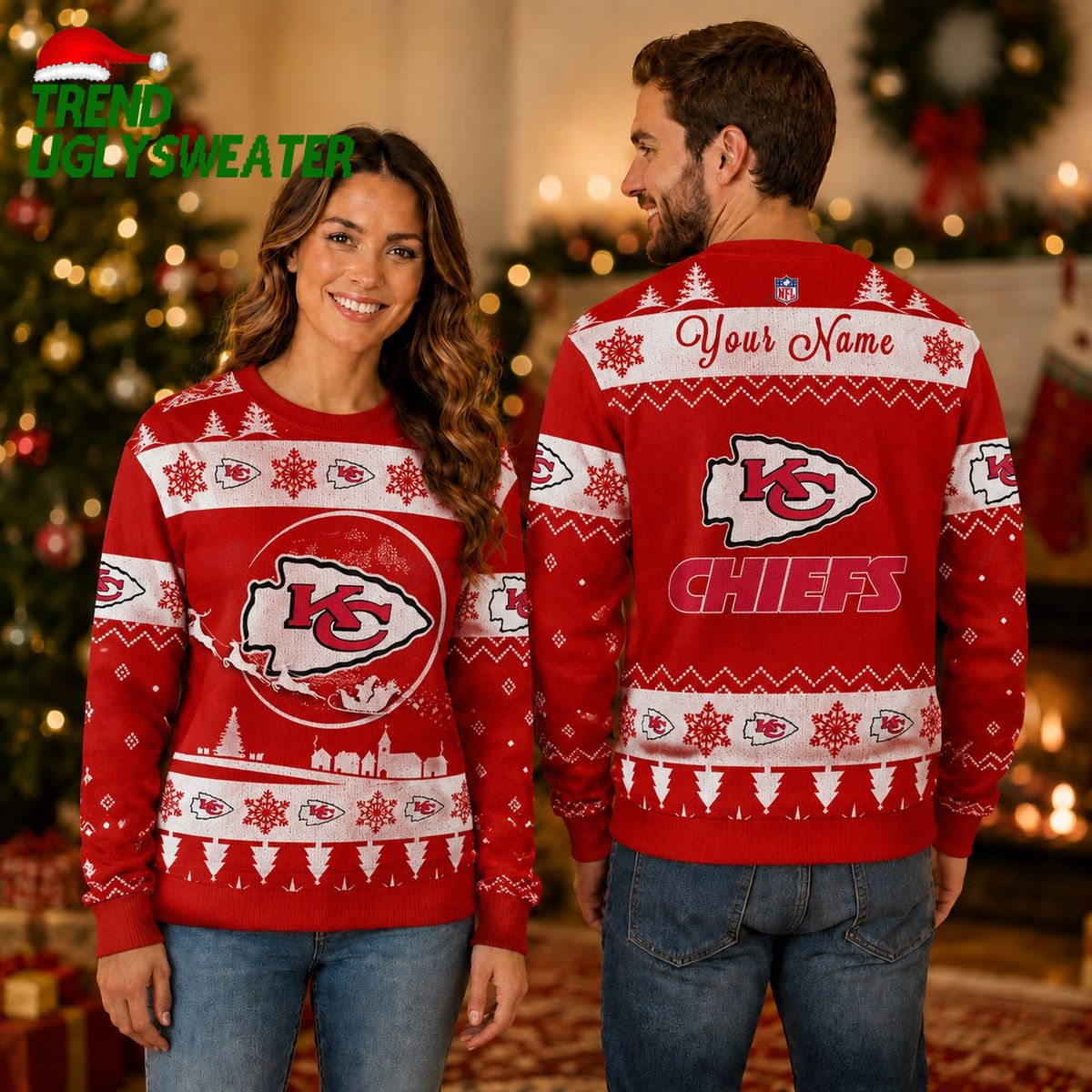 Kansas City Chiefs Holiday Pattern Ugly Christmas Sweater Kansas City Chiefs Holiday Pattern Ugly Christmas Sweater