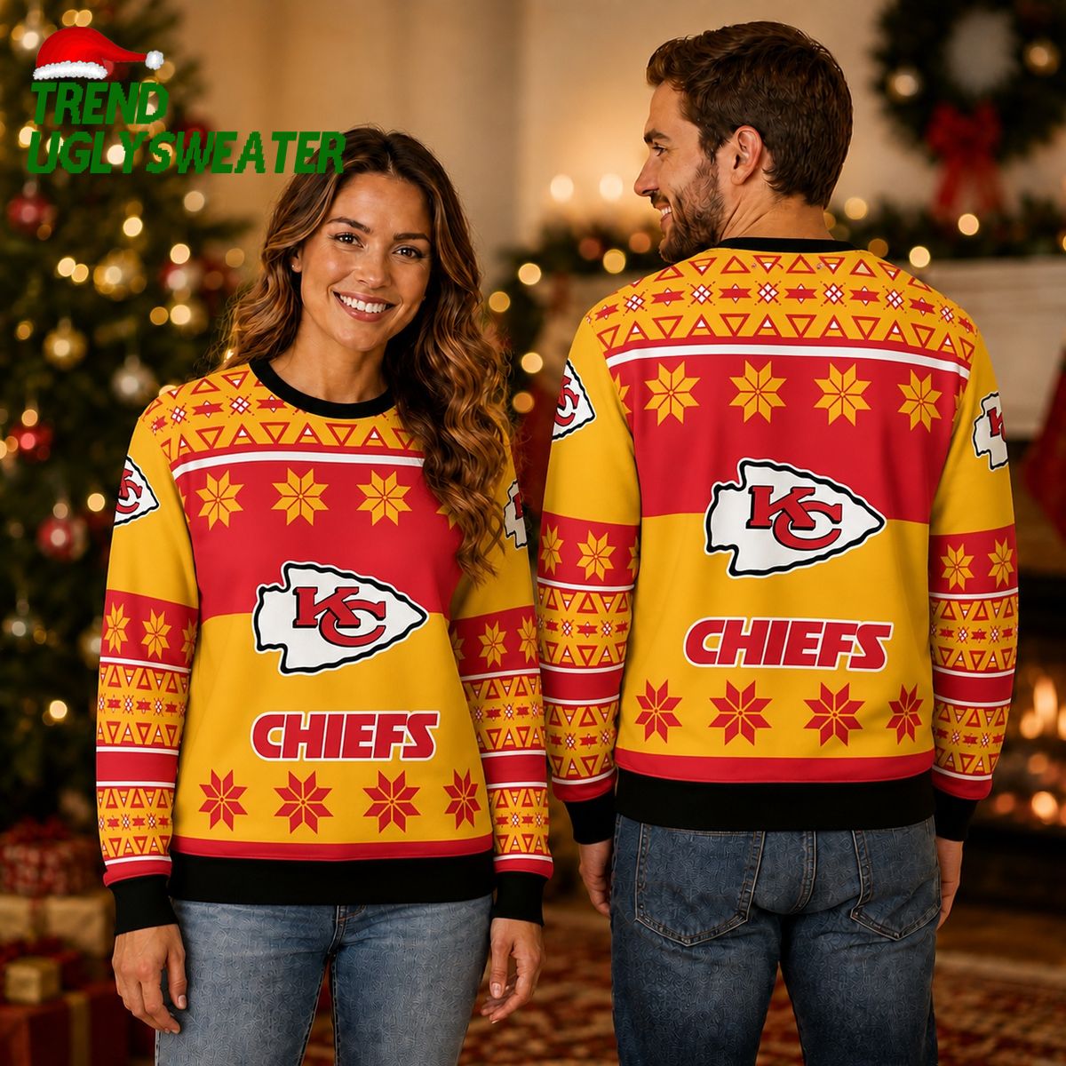 Kansas City Chiefs Logo Big Snowflake Pattern Ugly Christmas Sweater Kansas City Chiefs Logo Big Snowflake Pattern Ugly Christmas Sweater