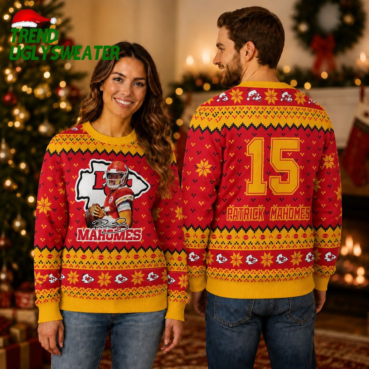 Kansas City Chiefs Patrick Mahomes 15 Ugly Christmas Sweater Kansas City Chiefs Patrick Mahomes 15 Ugly Christmas Sweater