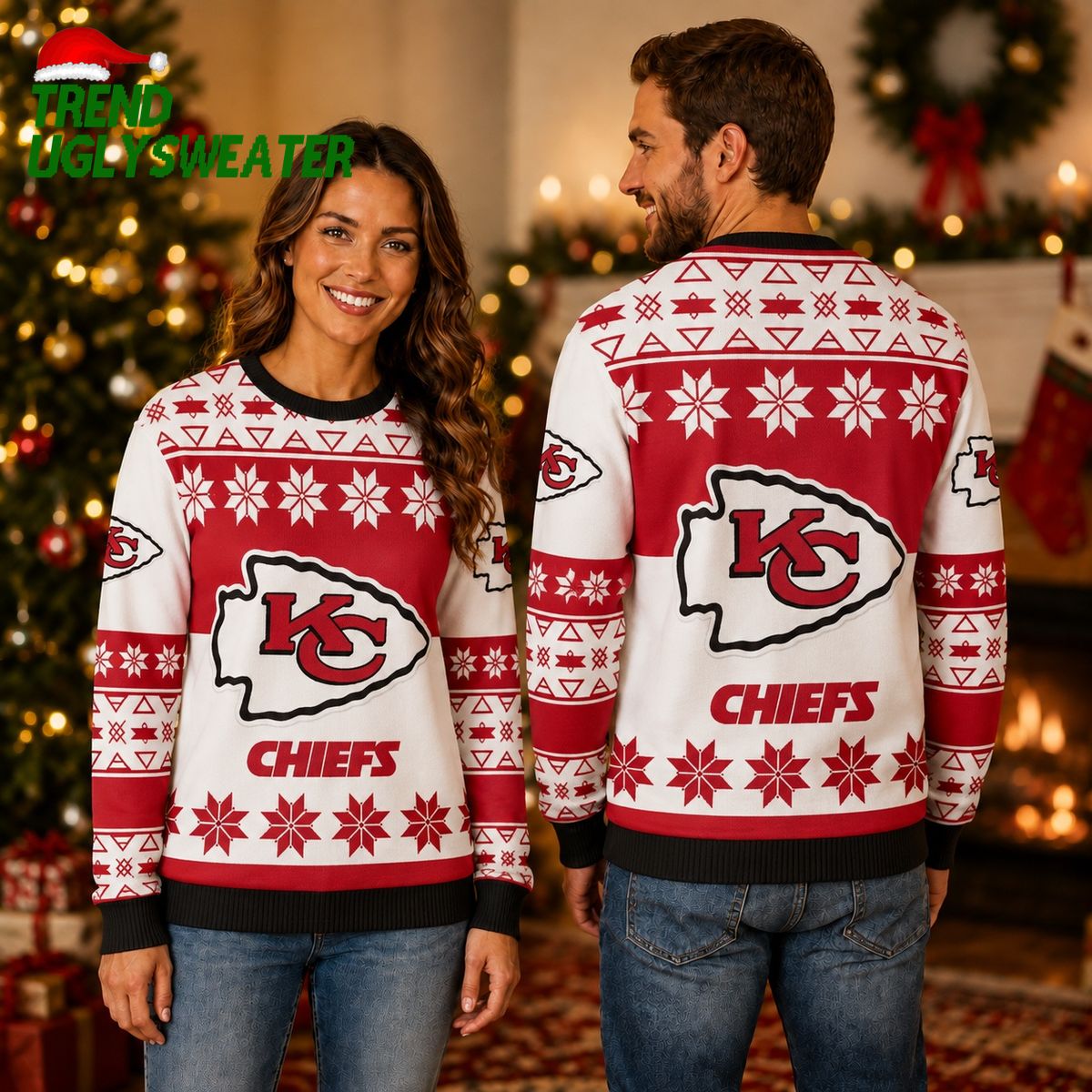 Kansas City Chiefs Snowflake Champion Ugly Christmas Sweater Kansas City Chiefs Snowflake Champion Ugly Christmas Sweater