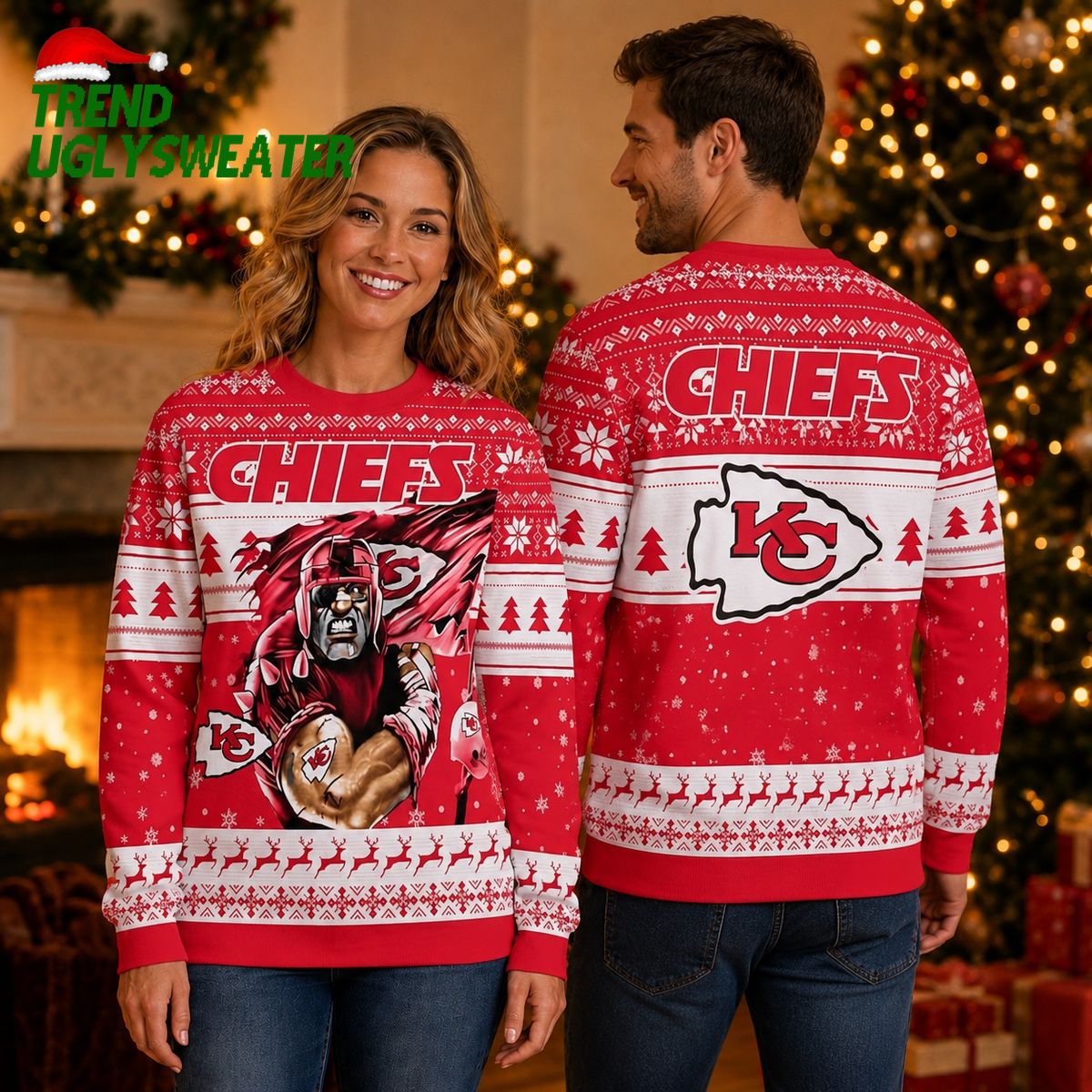 Kansas City Chiefs Superhero Holiday Ugly Christmas Sweater Kansas City Chiefs Superhero Holiday Ugly Christmas Sweater