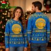 Los Angeles Chargers Golden Football Santa Sleigh Ugly Christmas Sweater