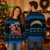 Los Angeles Chargers Santa Tangled in Christmas Lights Ugly Christmas Sweater