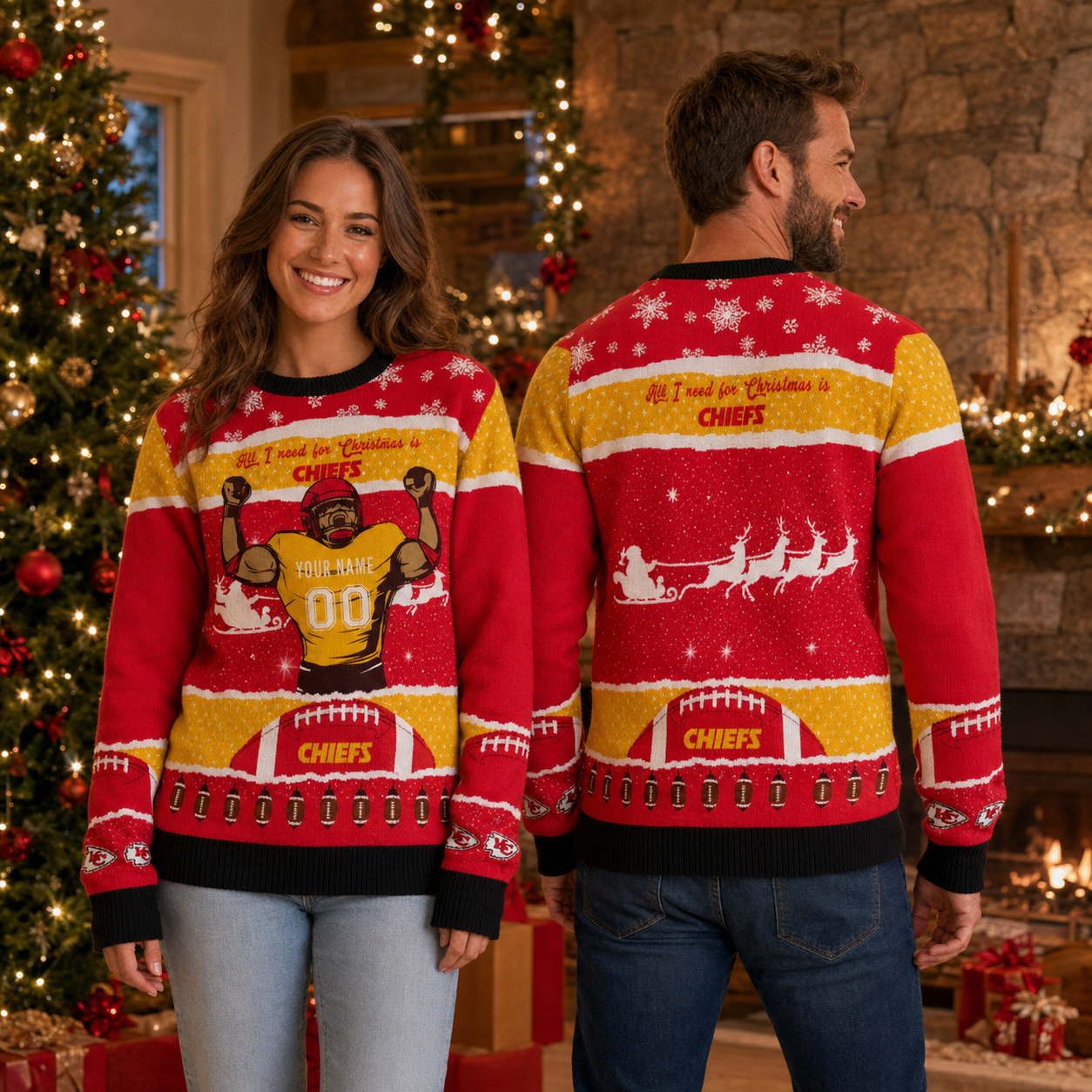 Personalized Kansas City Chiefs All I Need For Christmas Ugly Christmas Sweater Personalized Kansas City Chiefs All I Need For Christmas Ugly Christmas Sweater