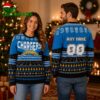 Personalized Los Angeles Chargers Football Field Custom Name and Number Ugly Christmas Sweater