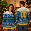 Personalized Los Angeles Chargers Melting Snow Custom Name and Number Ugly Christmas Sweater 1 Personalized Los Angeles Chargers Melting Snow Custom Name and Number Ugly Christmas Sweater