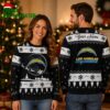 Personalized Los Angeles Chargers Santa Sleigh Black and White Ugly Christmas Sweater