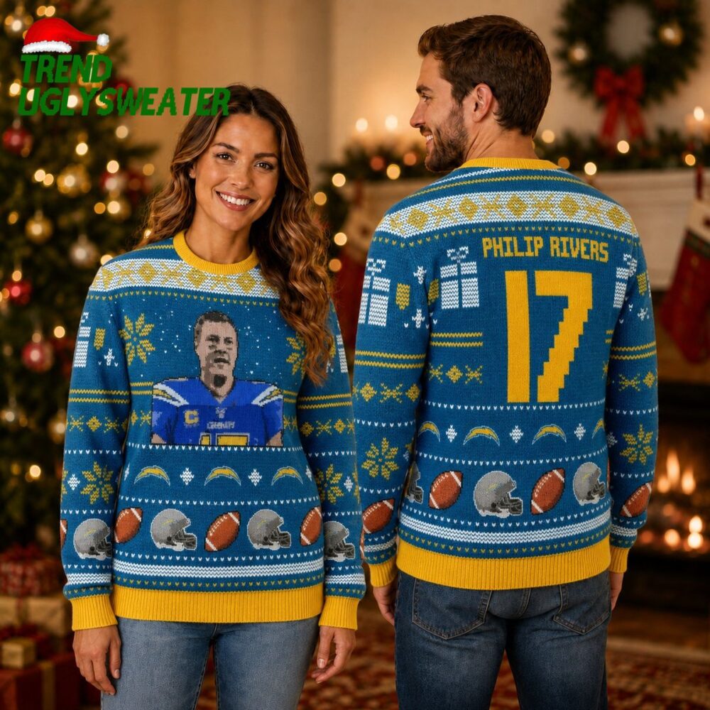Philip Rivers 17 Los Angeles Chargers Ugly Christmas Sweater