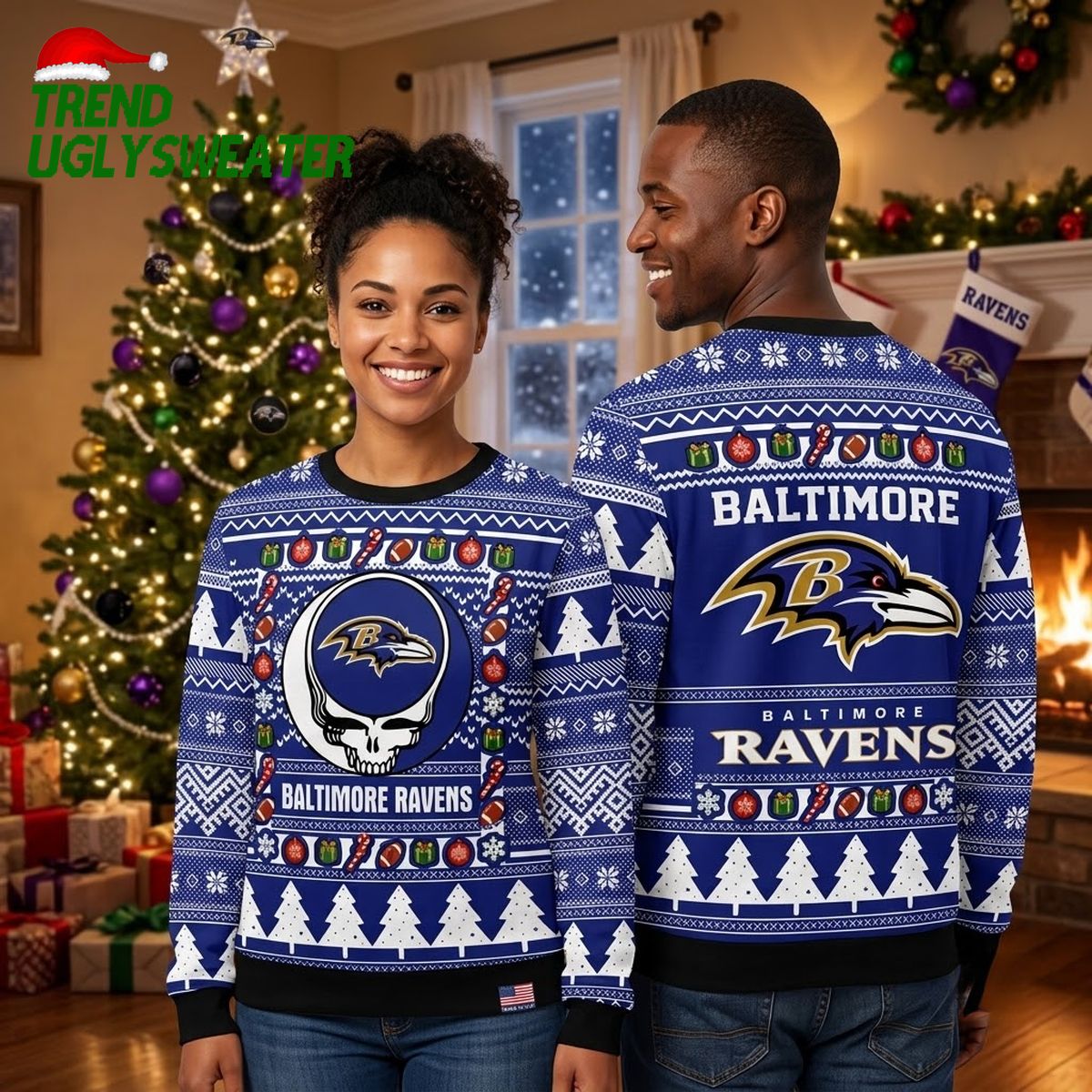baltimore ravens grateful dead skull ugly christmas sweater baltimore ravens grateful dead skull ugly christmas sweater