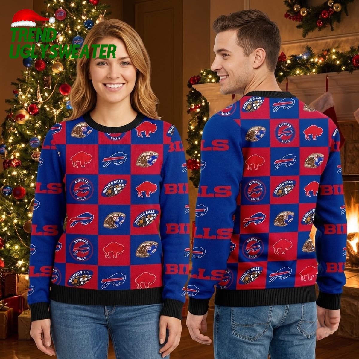 buffalo bills bold logo patch block ugly christmas sweater buffalo bills bold logo patch block ugly christmas sweater