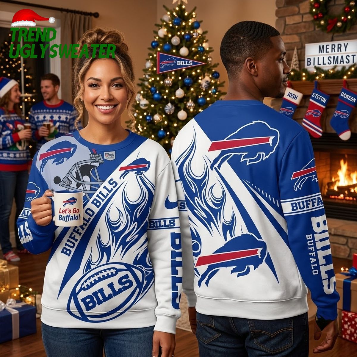 buffalo bills football helmet and logo ugly christmas sweater buffalo bills football helmet and logo ugly christmas sweater