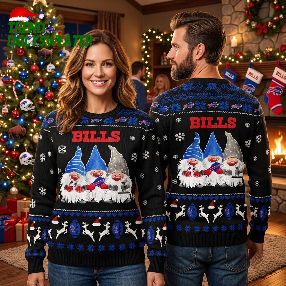 buffalo bills gnomes and snowflakes ugly christmas sweater buffalo bills gnomes and snowflakes ugly christmas sweater
